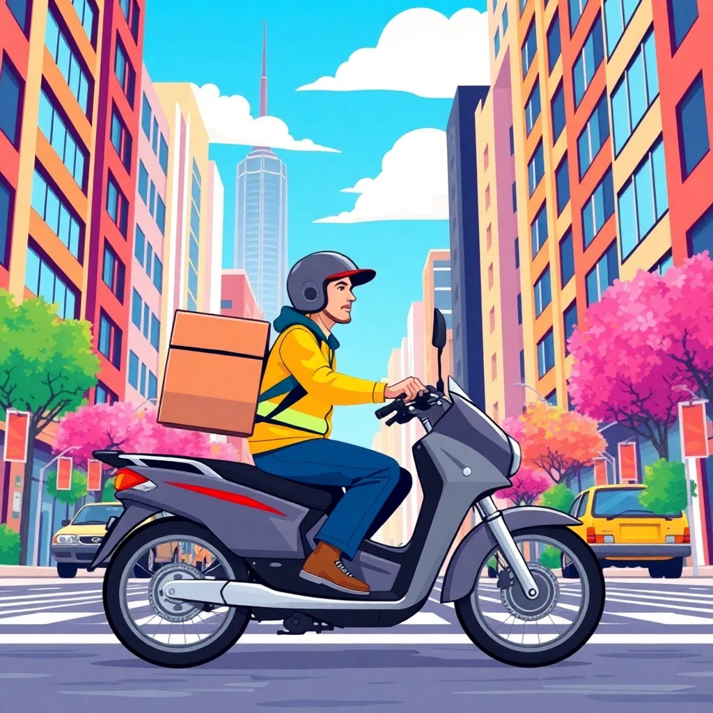 Delivery driver in a busy city