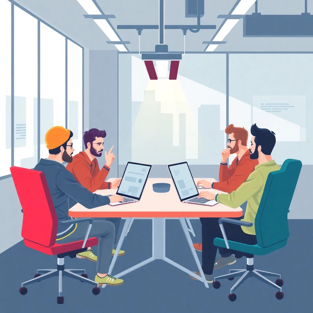 Desenvolvedores de software em uma reunião de equipe