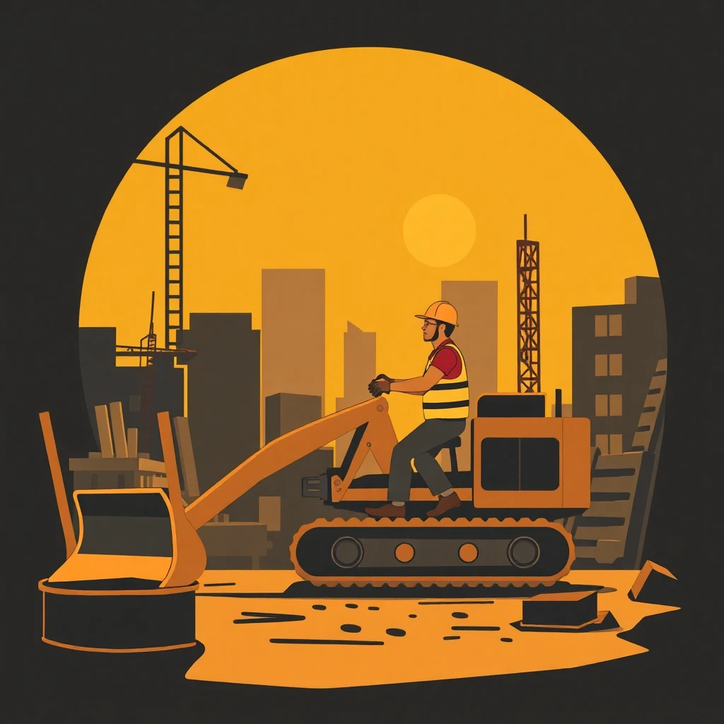 Trabajador operando maquinaria de construcción