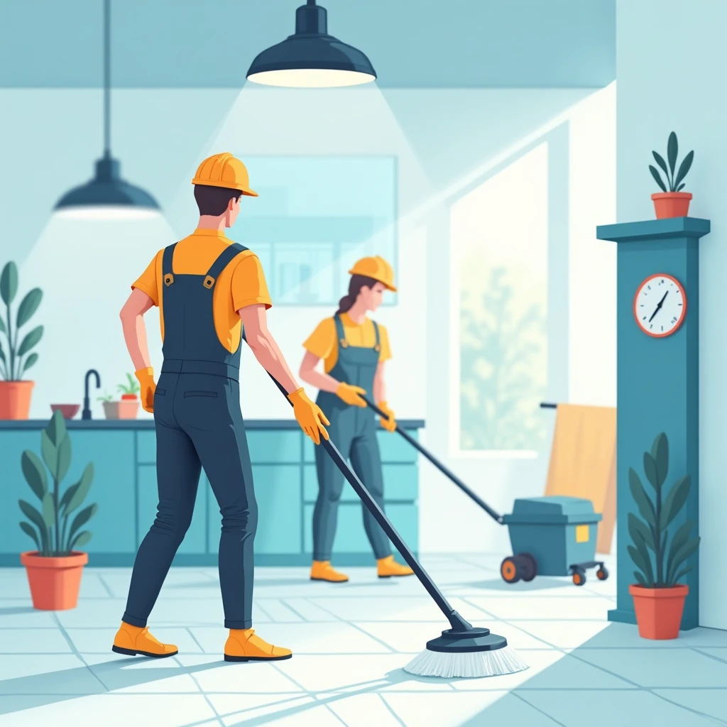Trabajador de limpieza profesional en acción