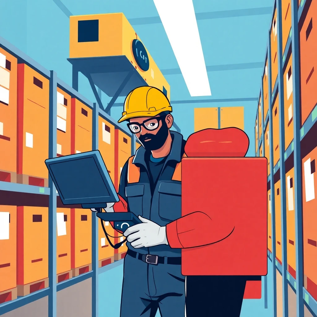 Trabajador de almacén con equipo de seguridad