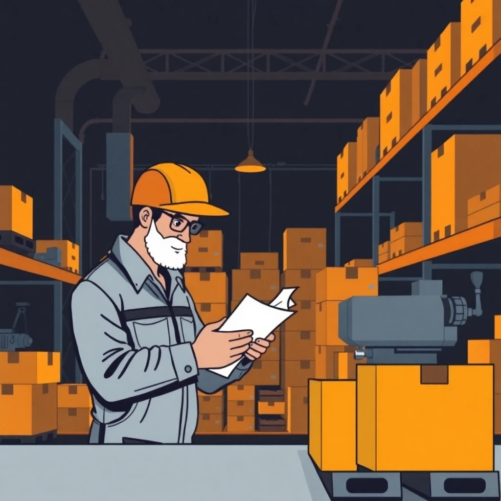 Trabajador de almacén revisando inventario