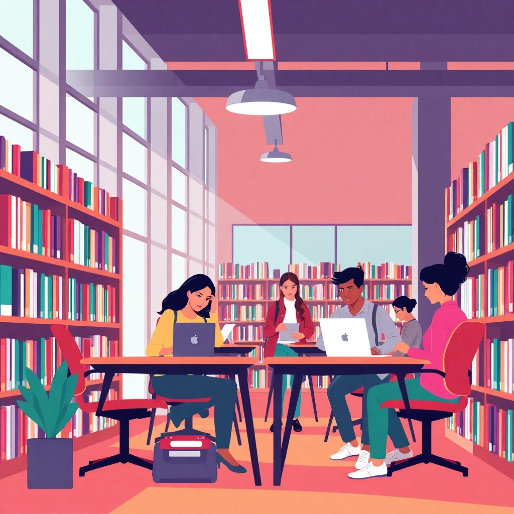 Estudiantes estudiando juntos