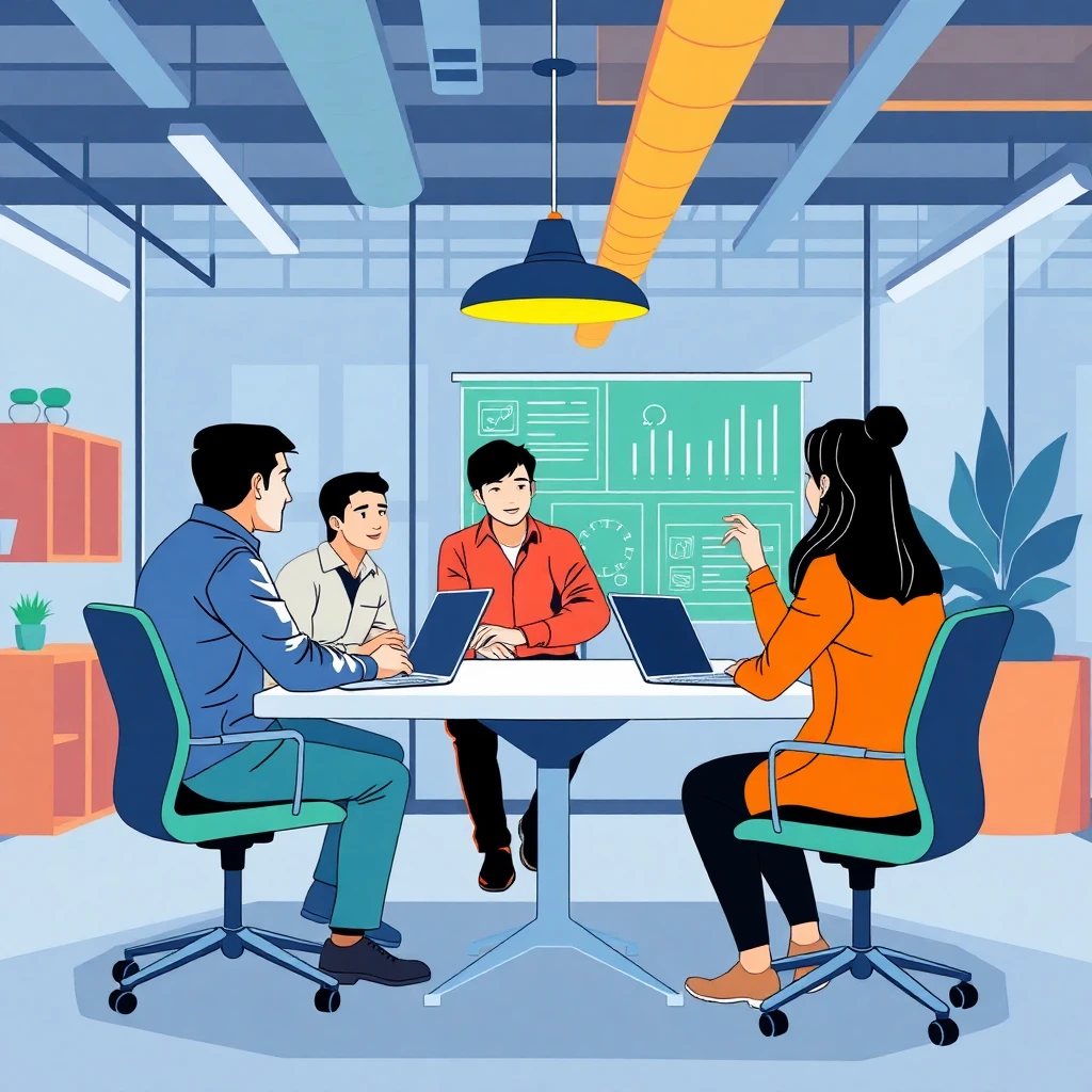 Equipo discutiendo estrategias