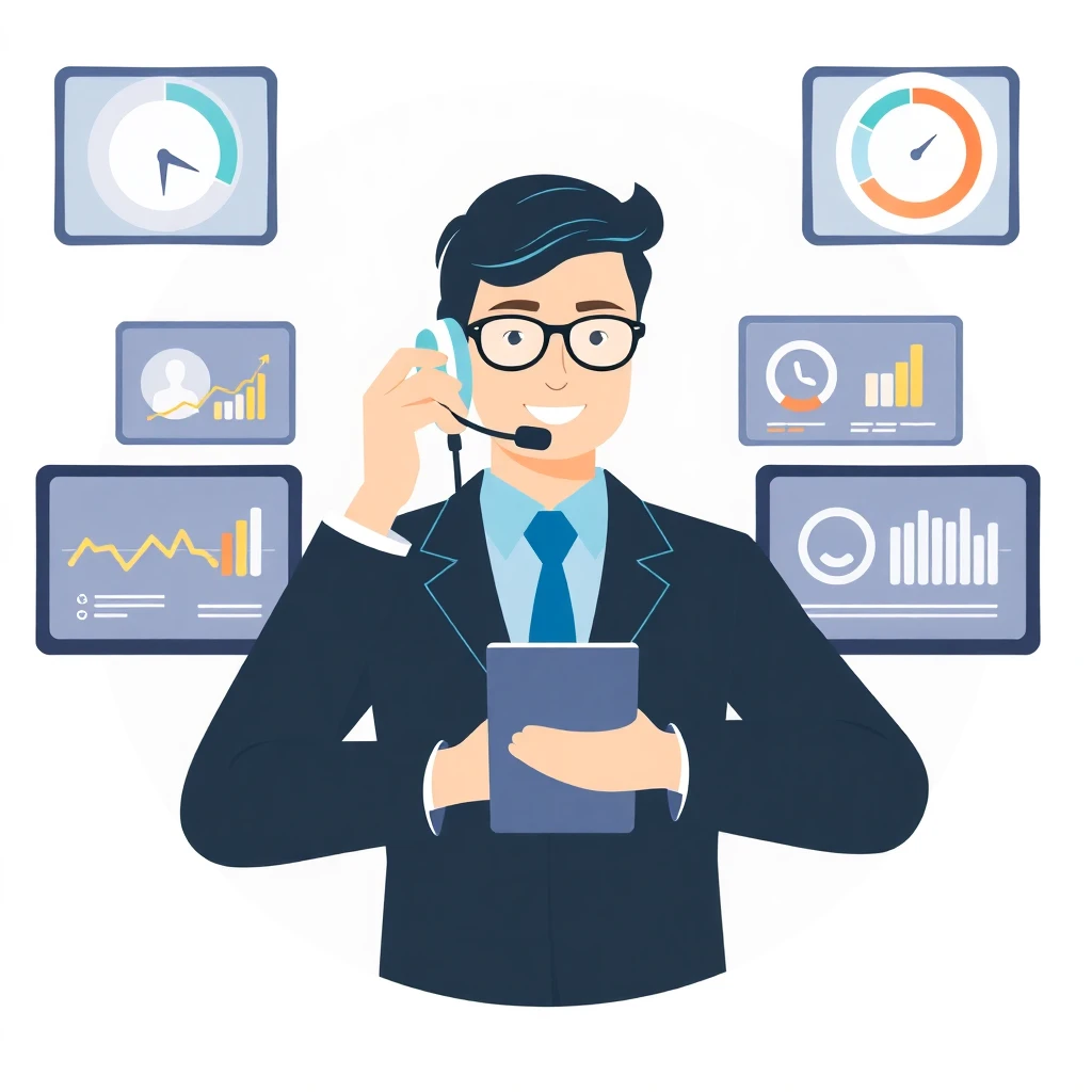 Agente de servicio al cliente trabajando