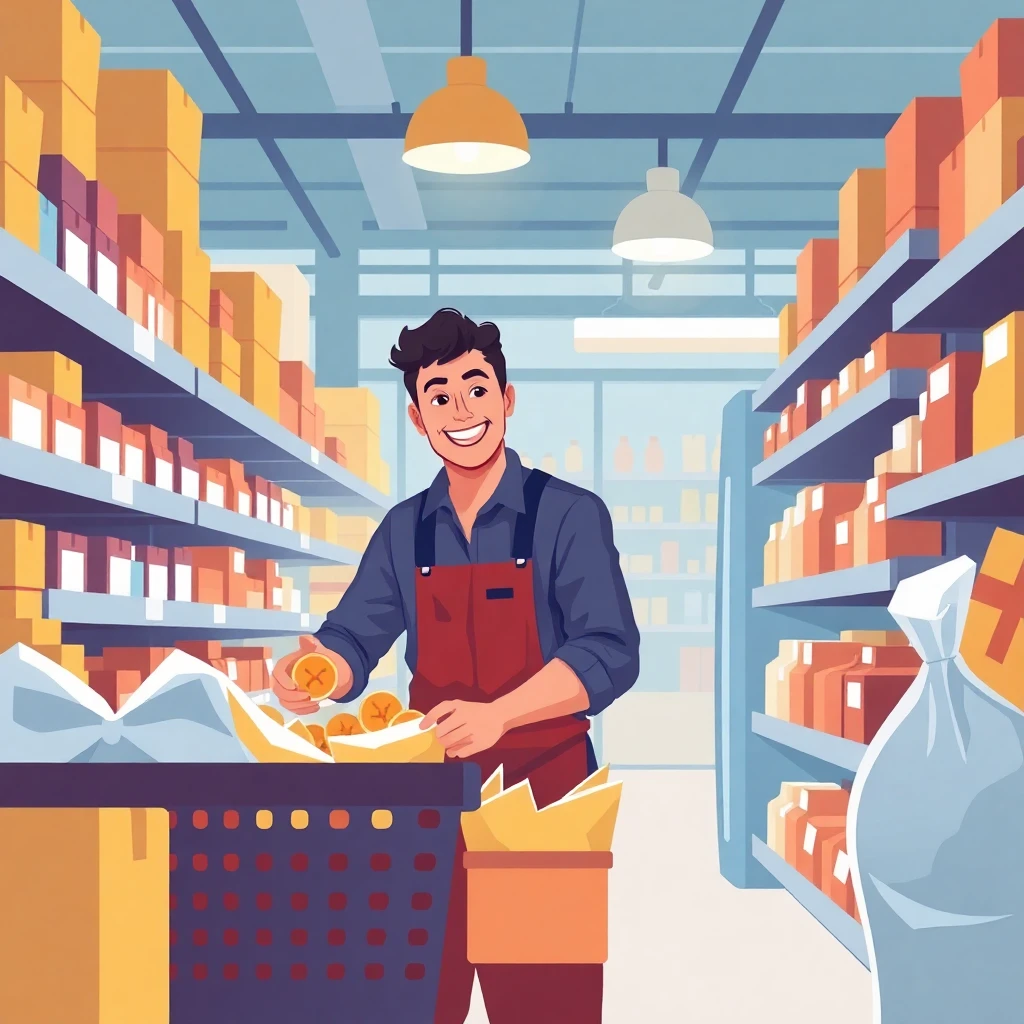 Trabajador de tienda organizando