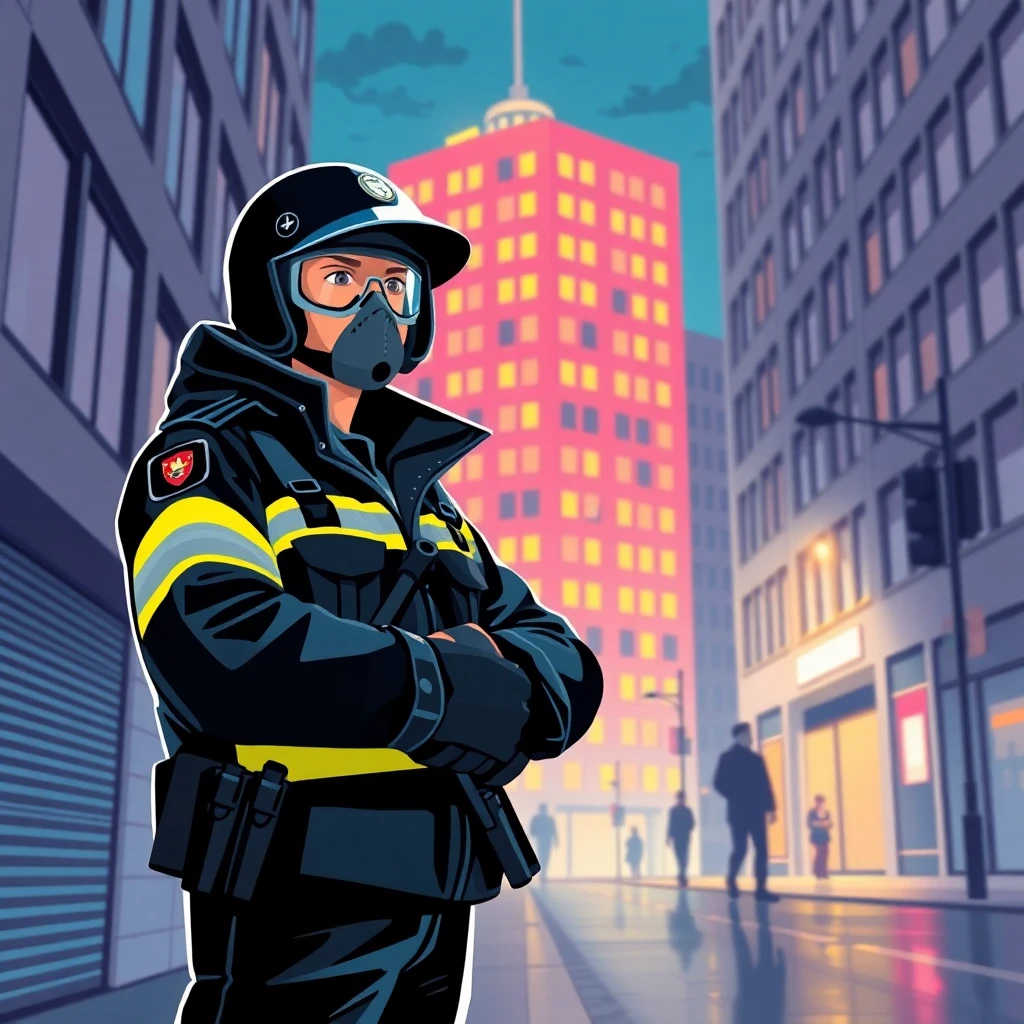 Guardia de seguridad en la ciudad