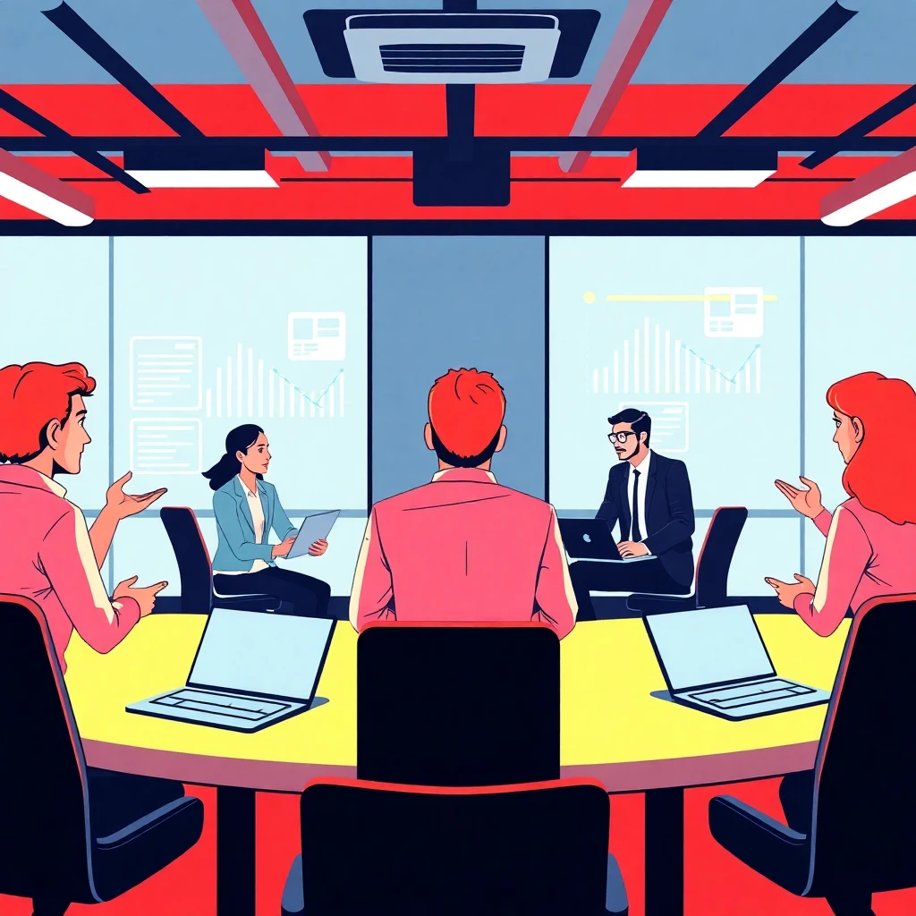 Equipe de gestão de projetos em discussão