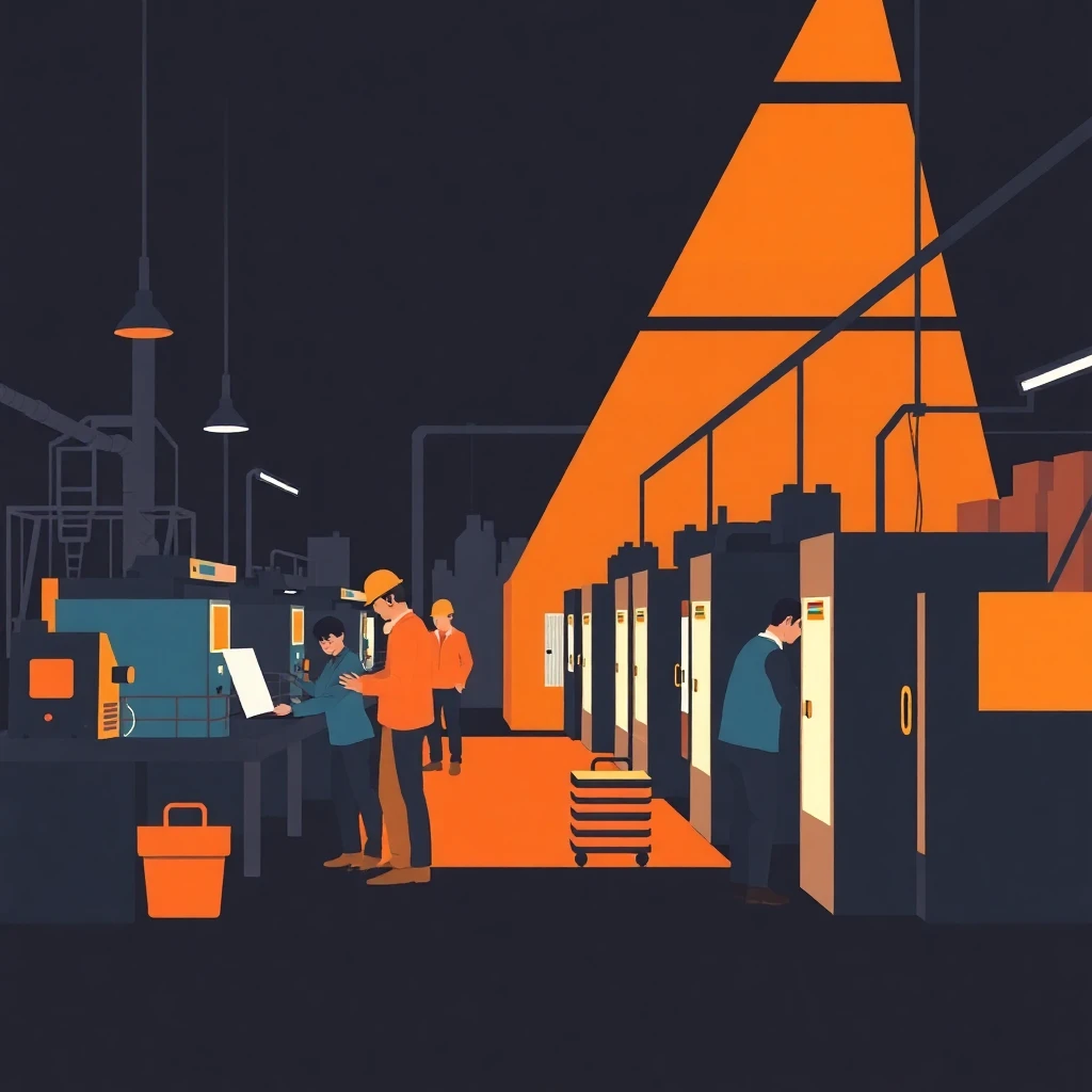 Trabalhadores na linha de montagem