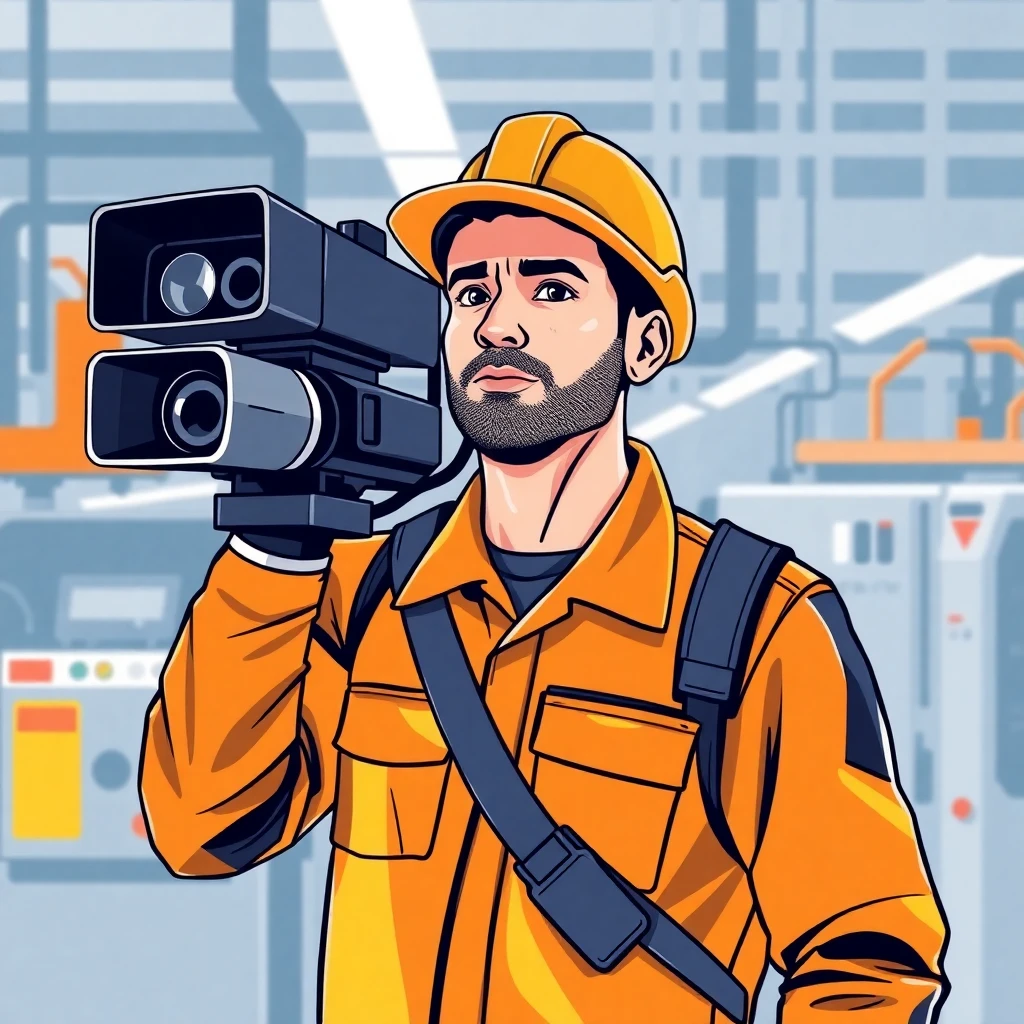 Trabalhador de fábrica confiante