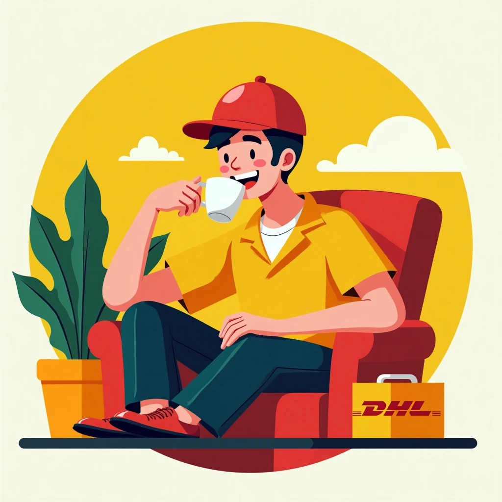 Repartidor de DHL descansando