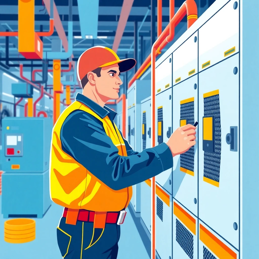 Factory electrician at work