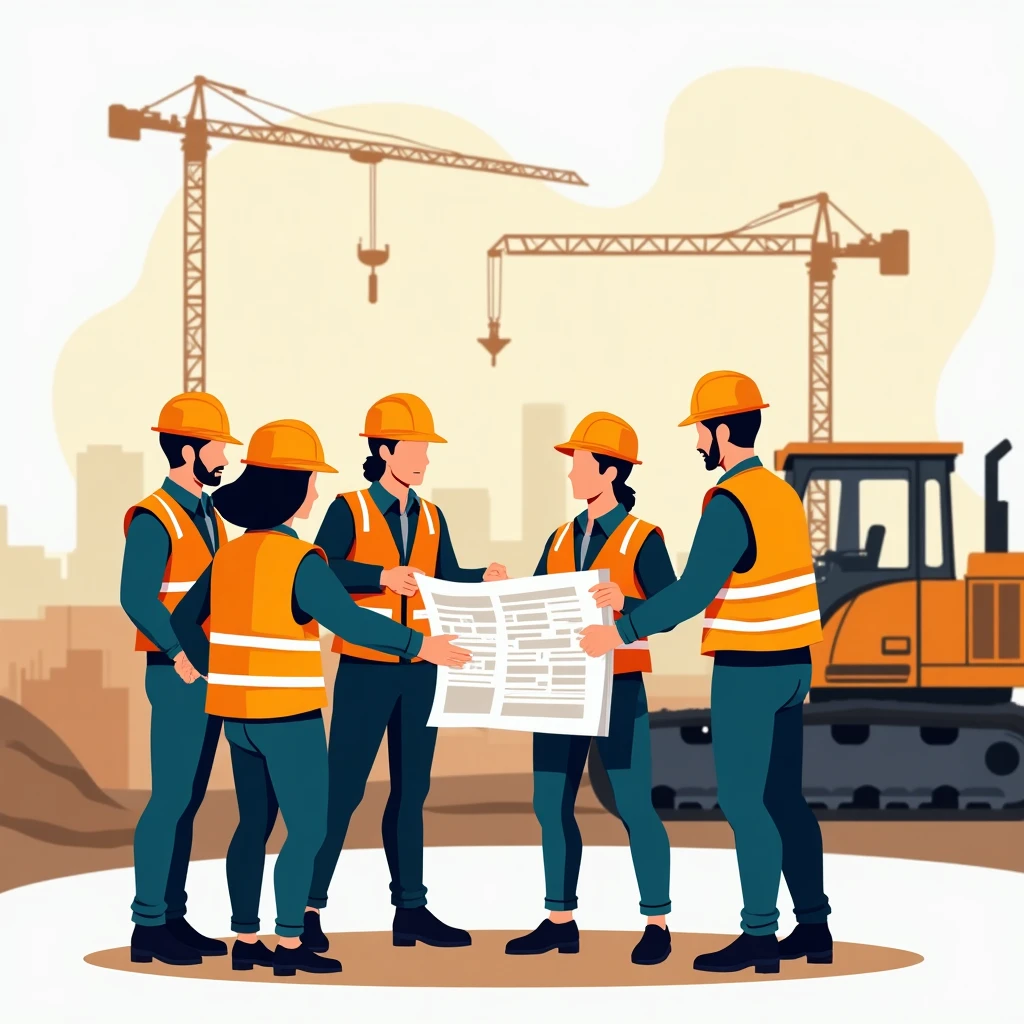 Engineers at construction site