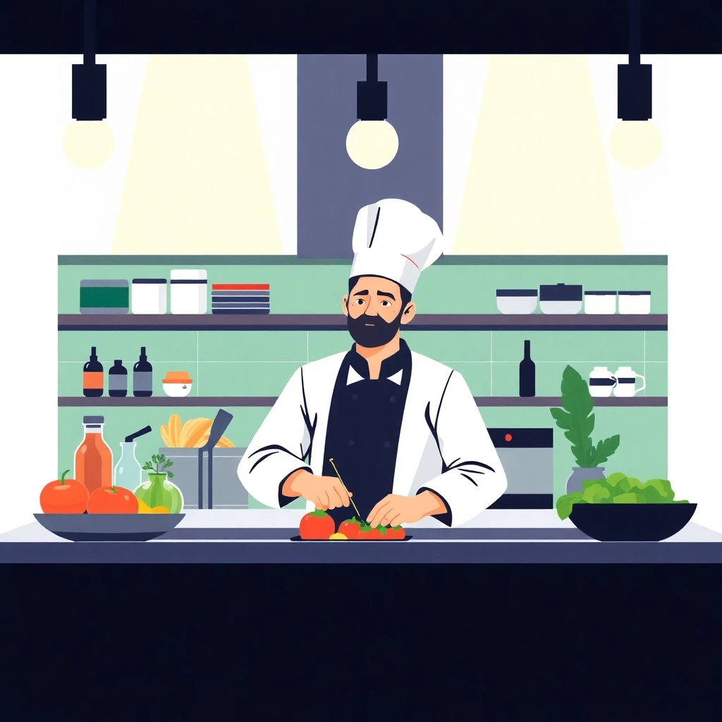Chef em ação na cozinha