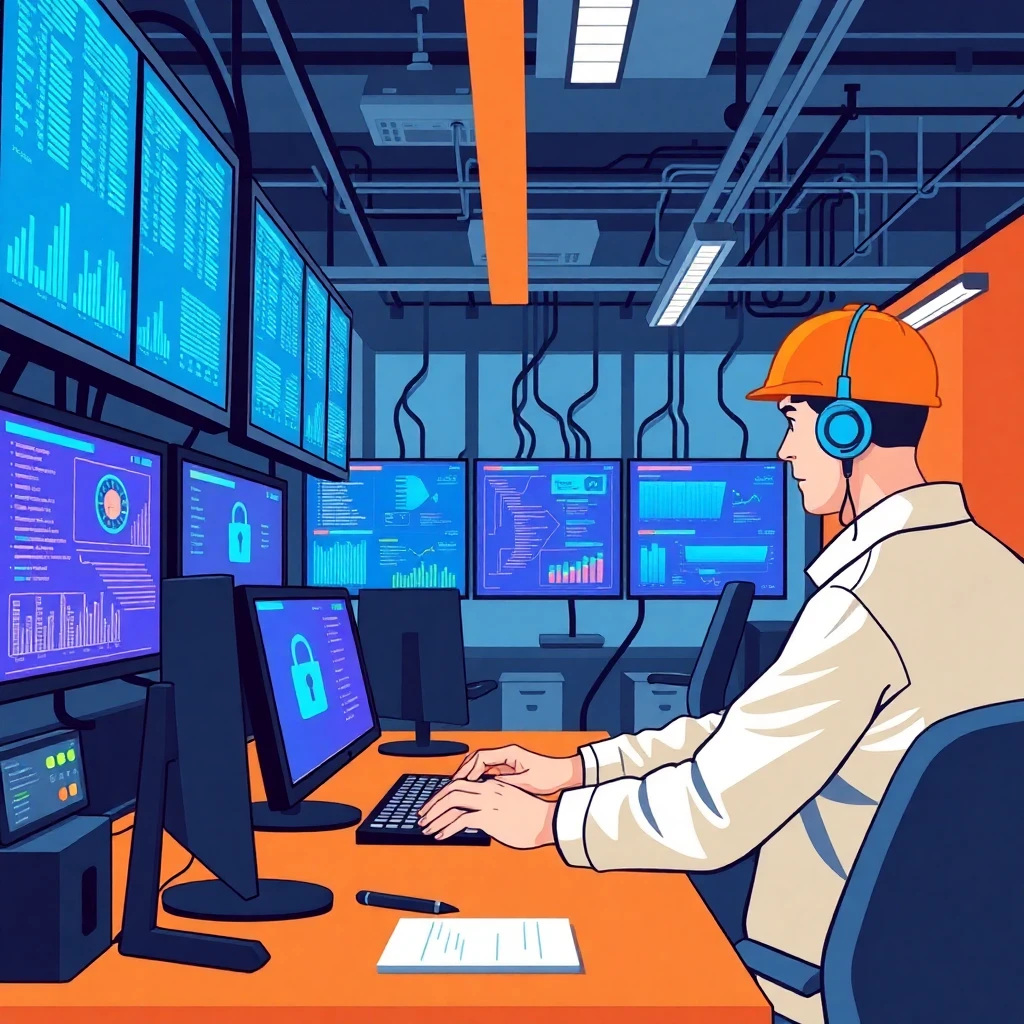 Network security engineer at work