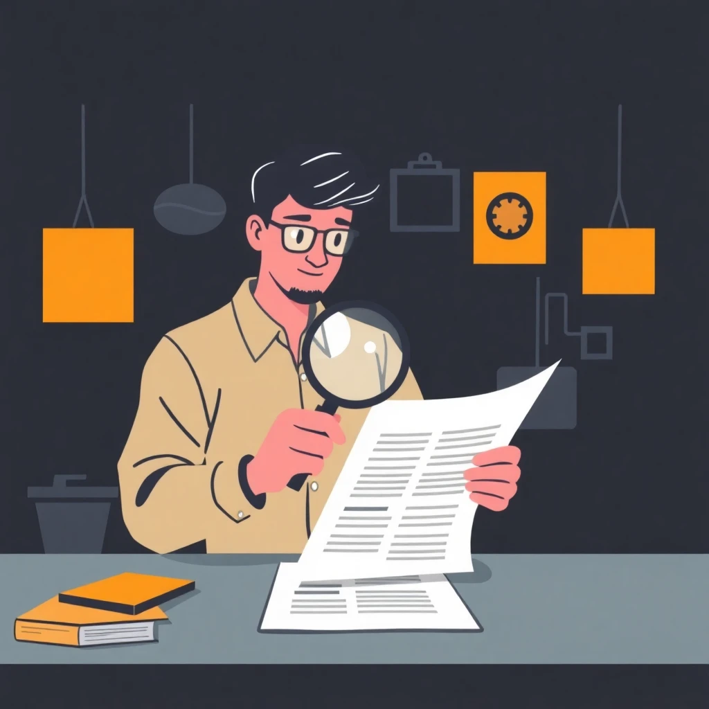 Freelancer examining fine print