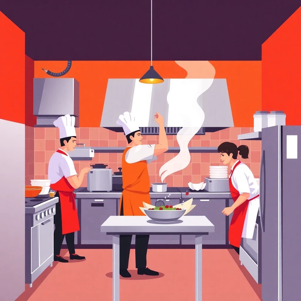 Busy kitchen environment