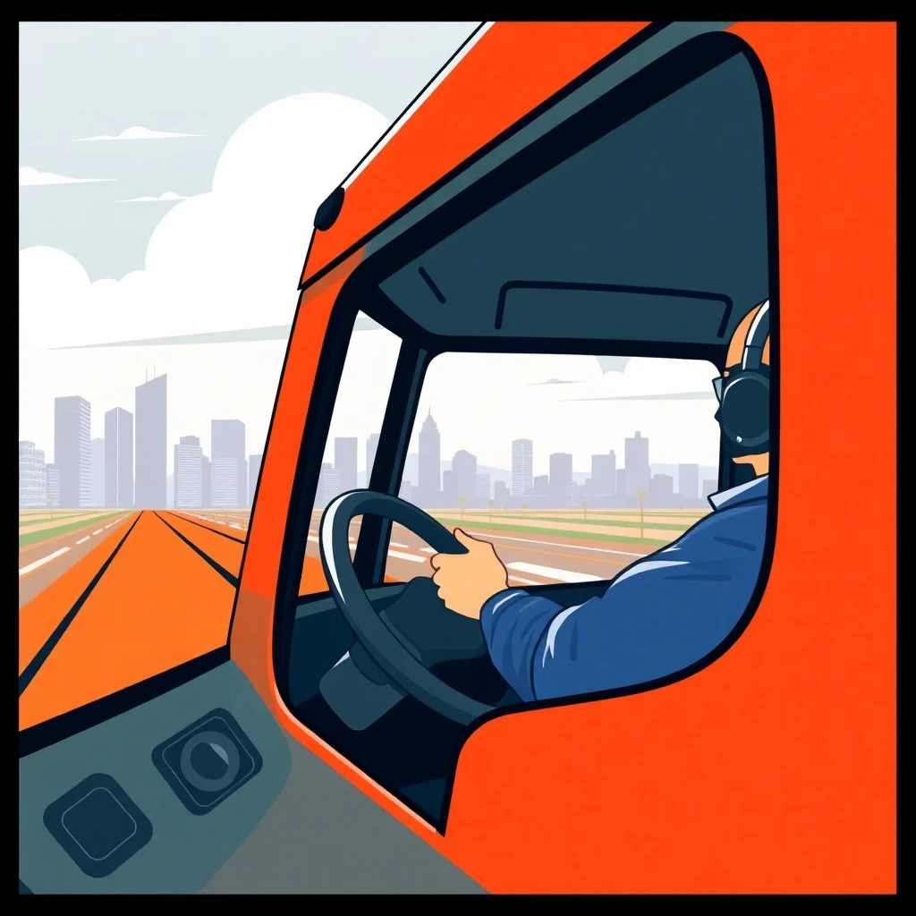 Flat trailer driver in action