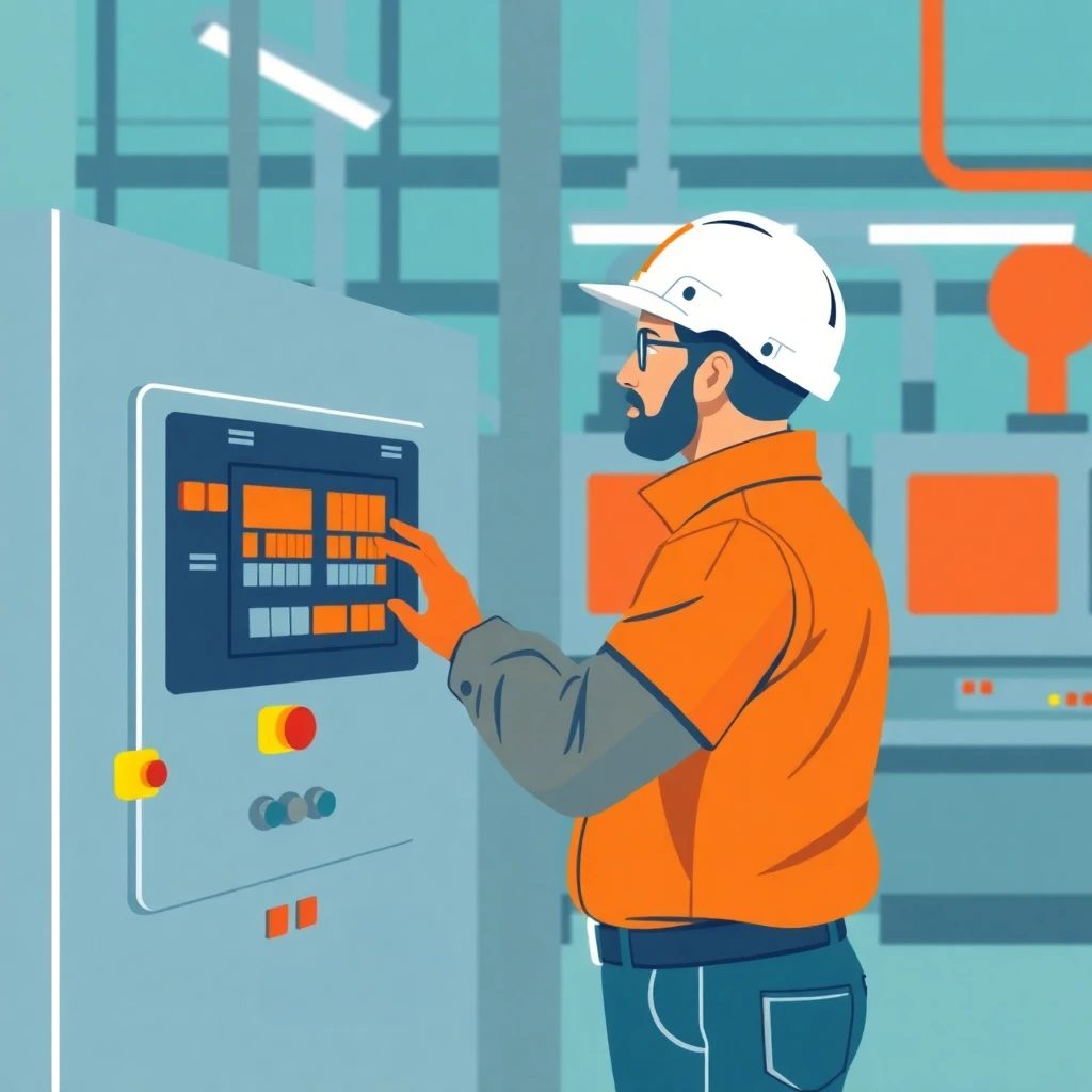 Trabajador de fábrica en acción