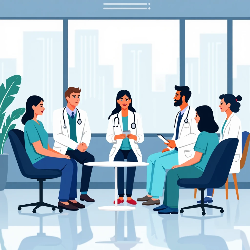 Healthcare professionals discussing career options