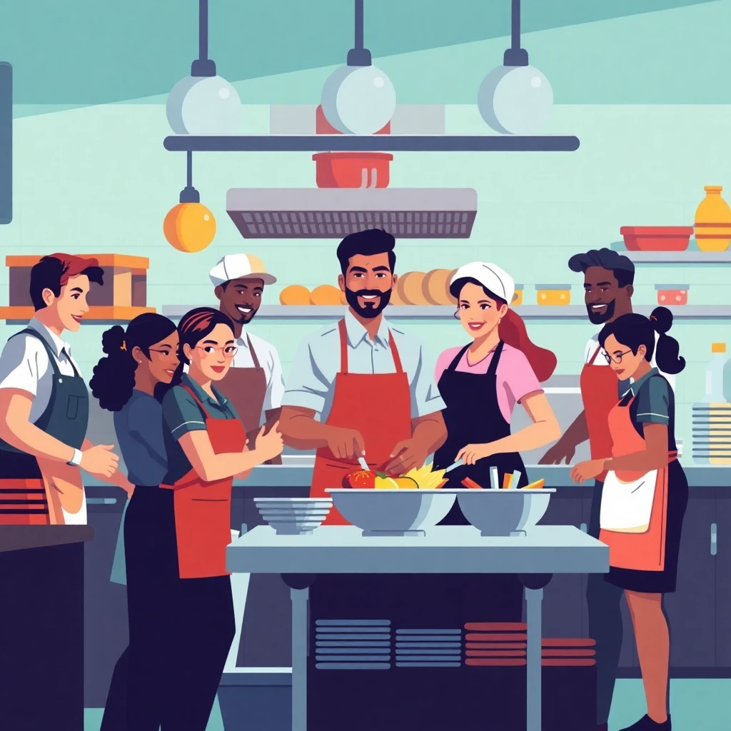 Restaurant staff teamwork