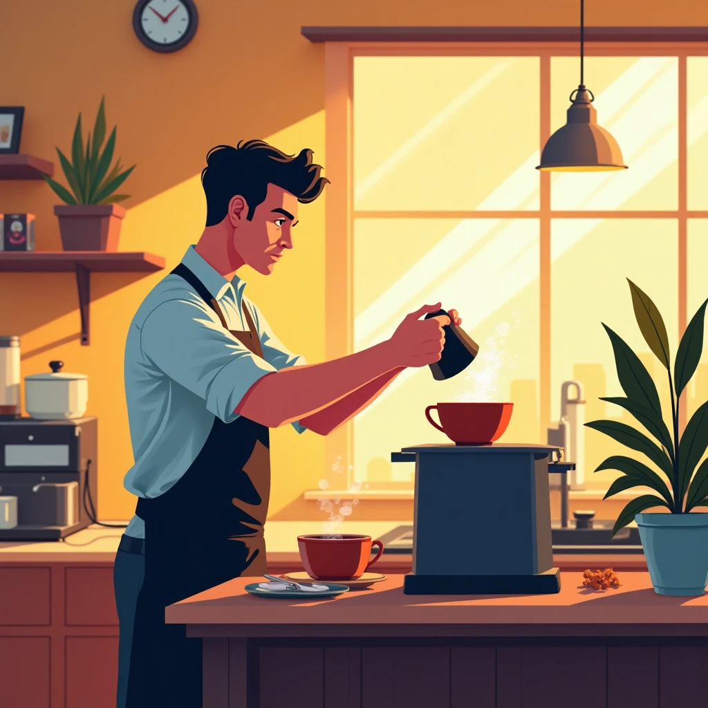 Barista preparing coffee