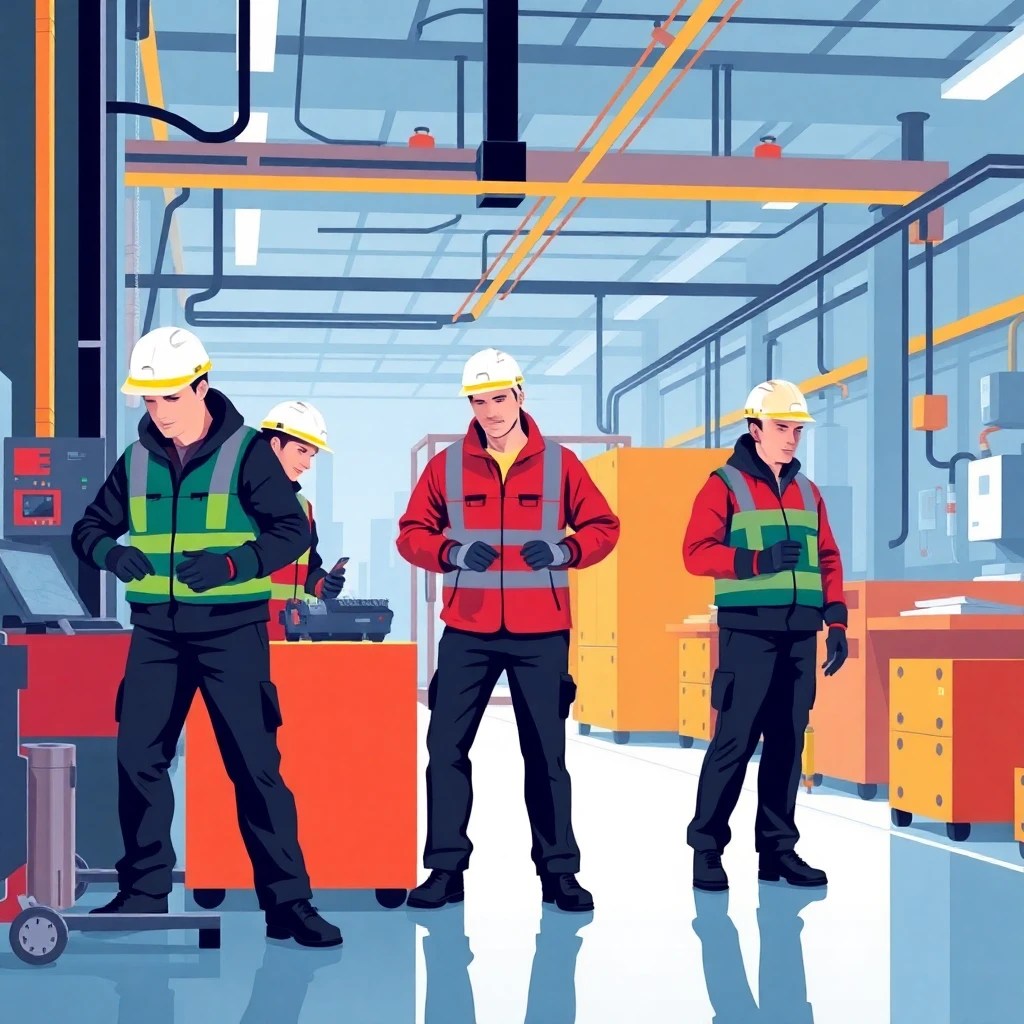 Travail en équipe dans une usine