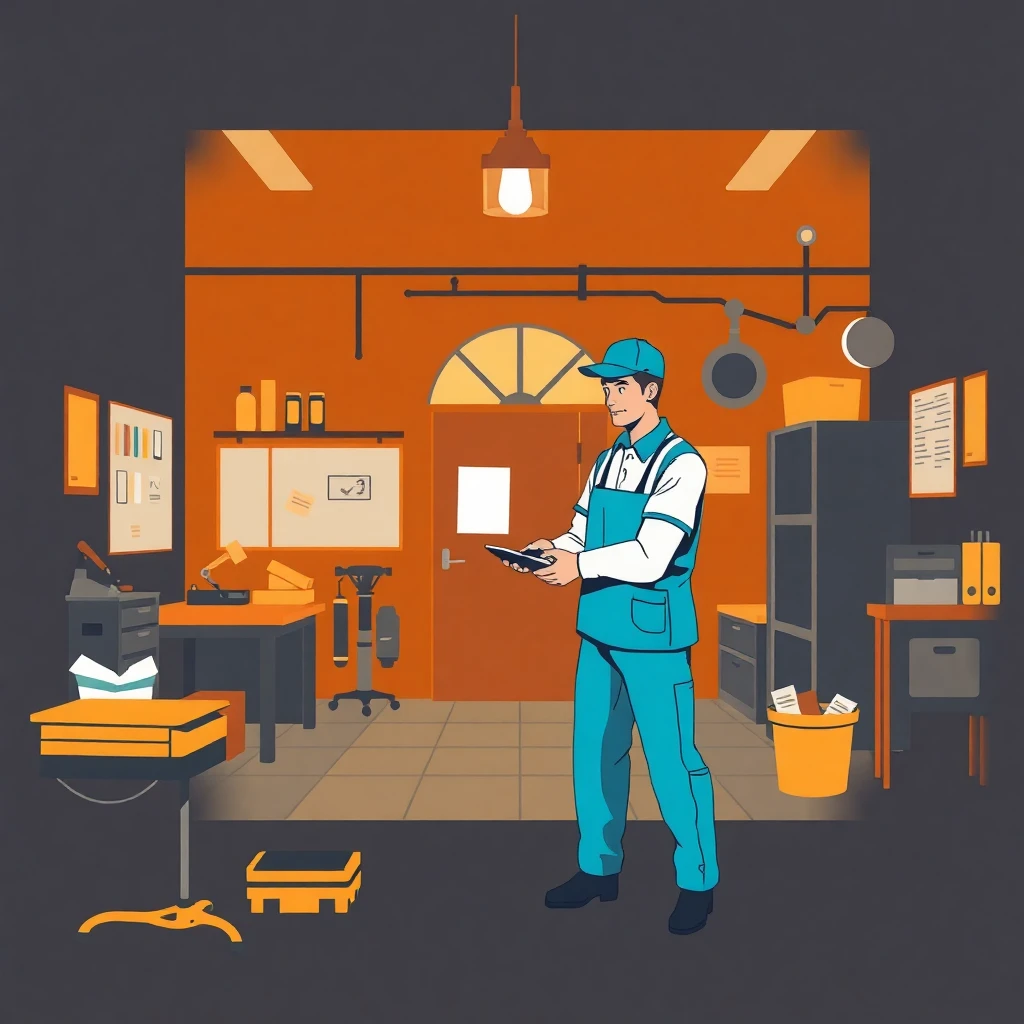 Trabajo de limpieza en una escuela