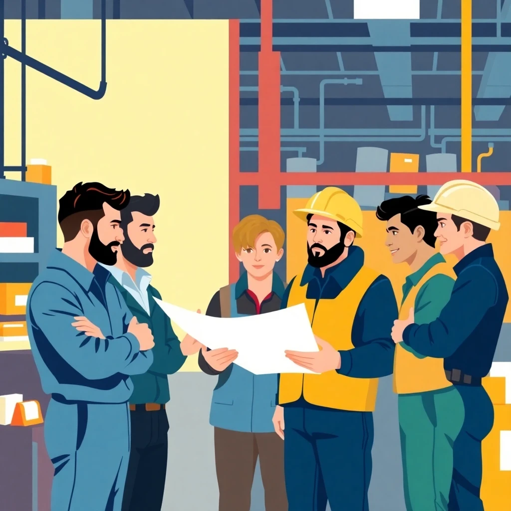 Teamwork in a modern factory