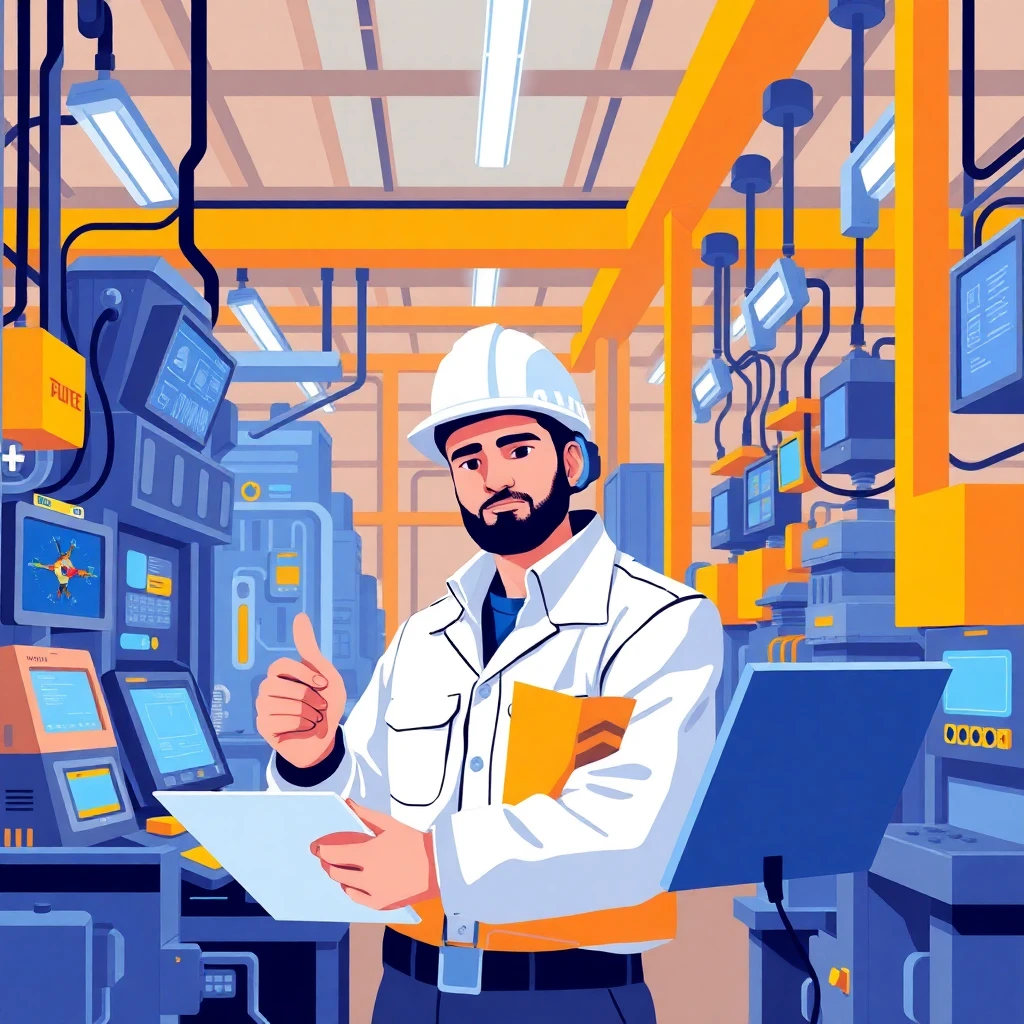 Engineer in a high-tech factory