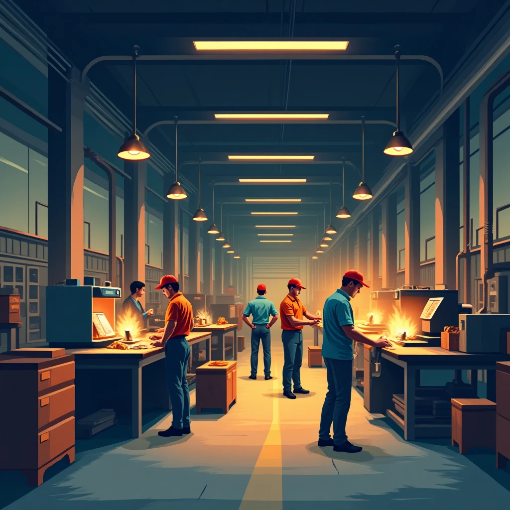 Manufacturing floor with workers