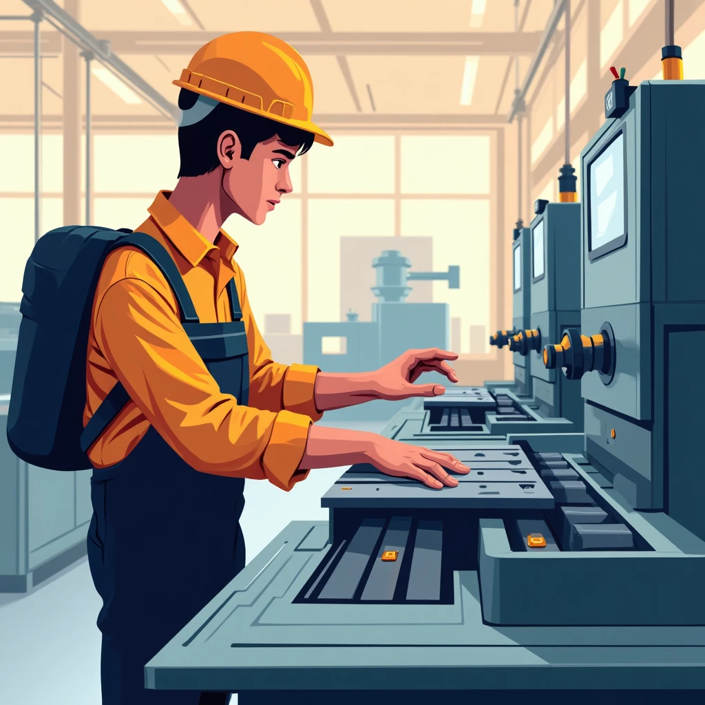 Trabajador en línea de producción