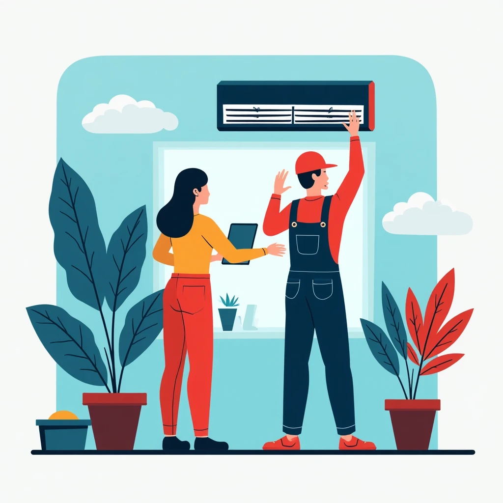 Técnico de climatización en acción