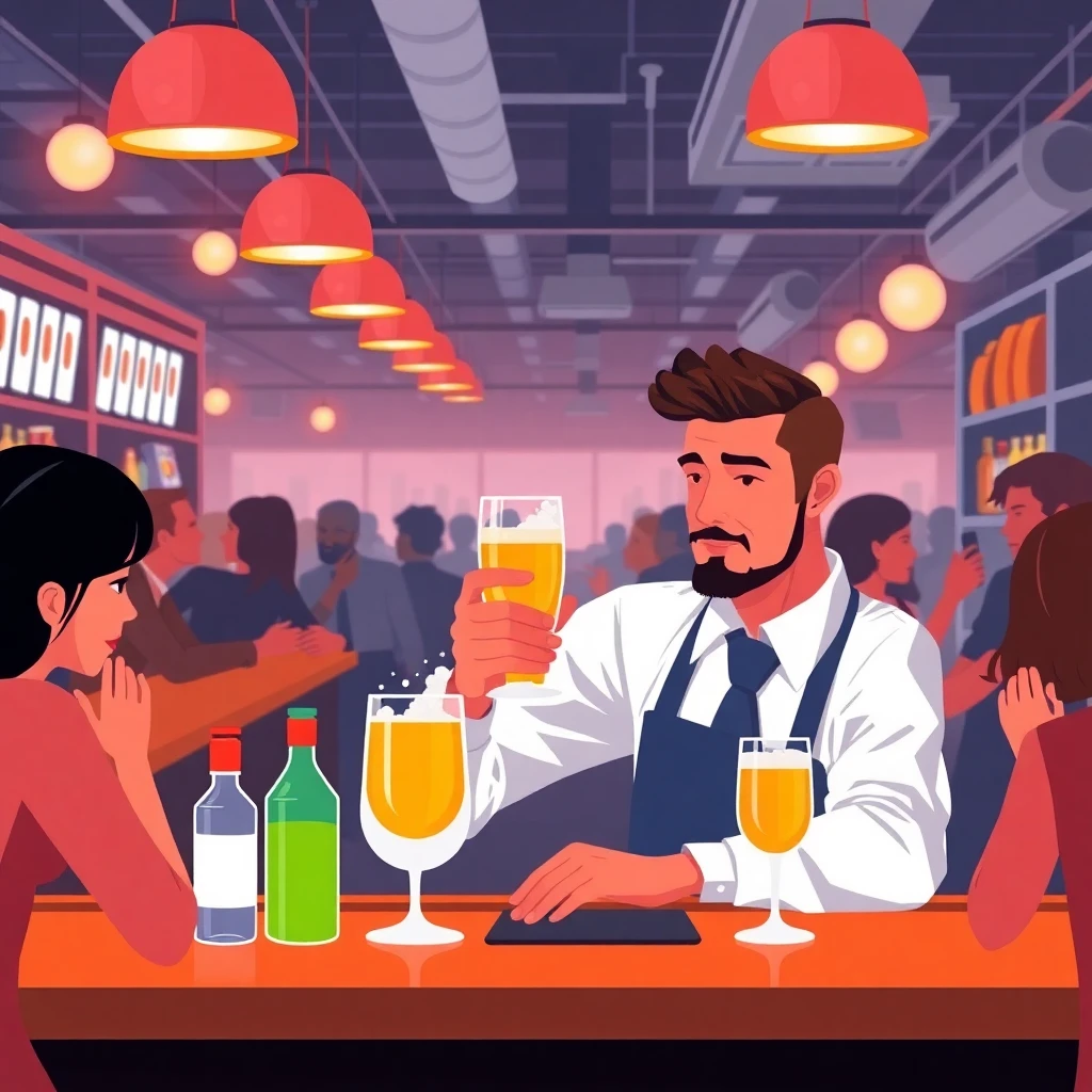 Camarero sirviendo en un bar