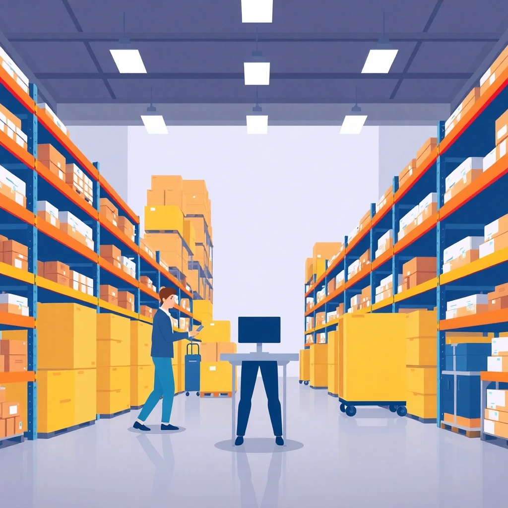 High-tech warehouse setting