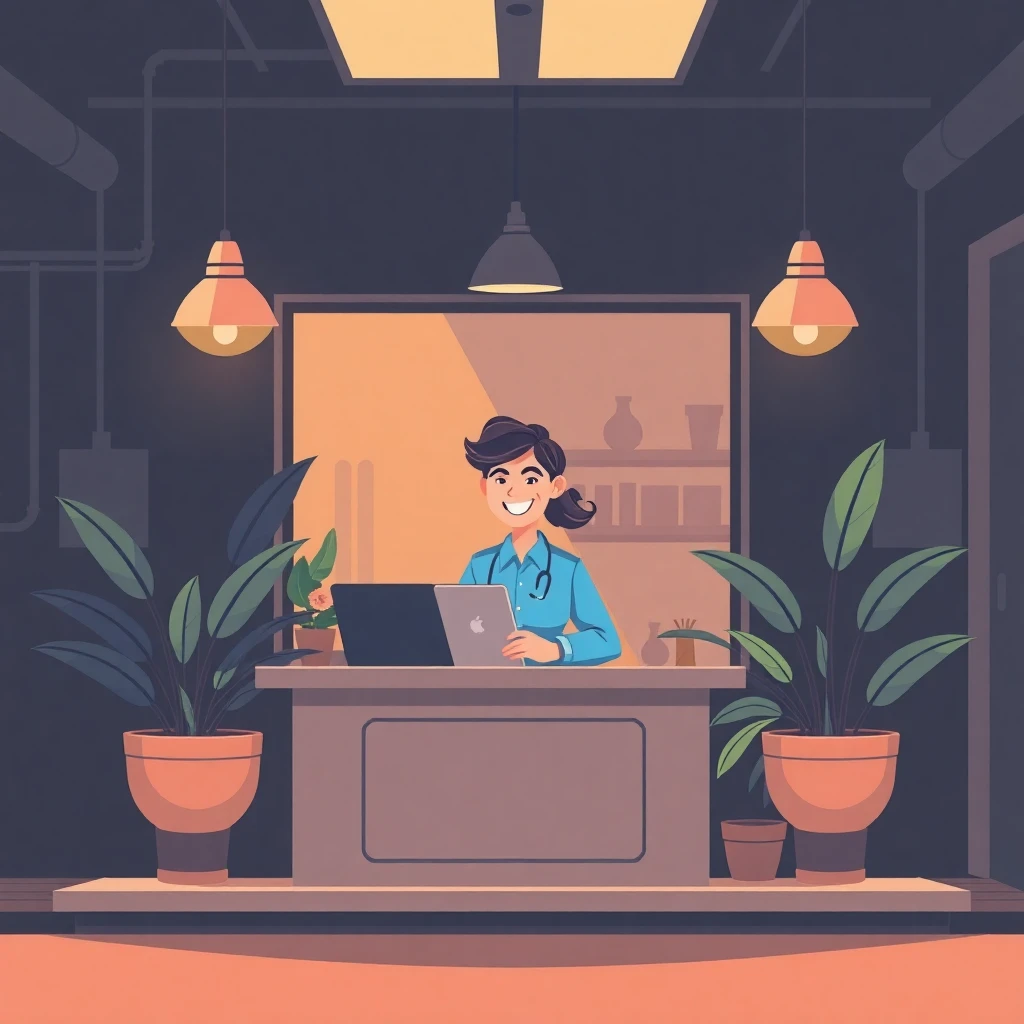Recepcionista em ambiente de escritório