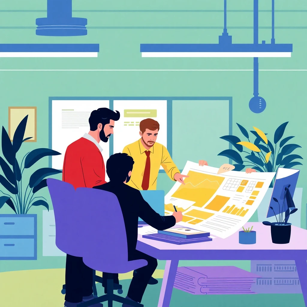 Mid-level project management team meeting