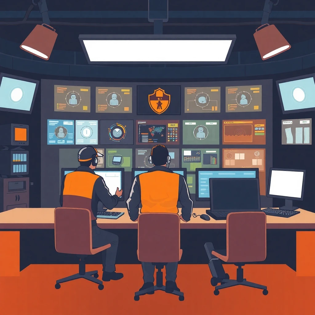 Profesionales de seguridad en una sala de control