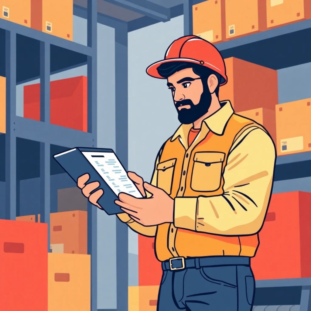 Trabajador revisando inventario