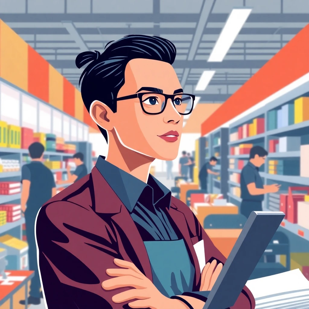 Retail manager overseeing operations