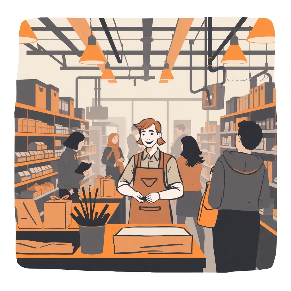 Retail worker engaging with customers