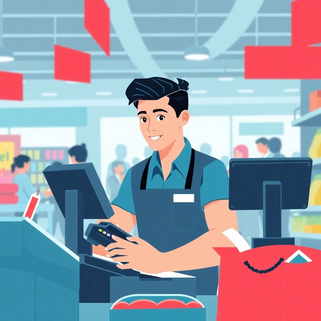 Cashier at work