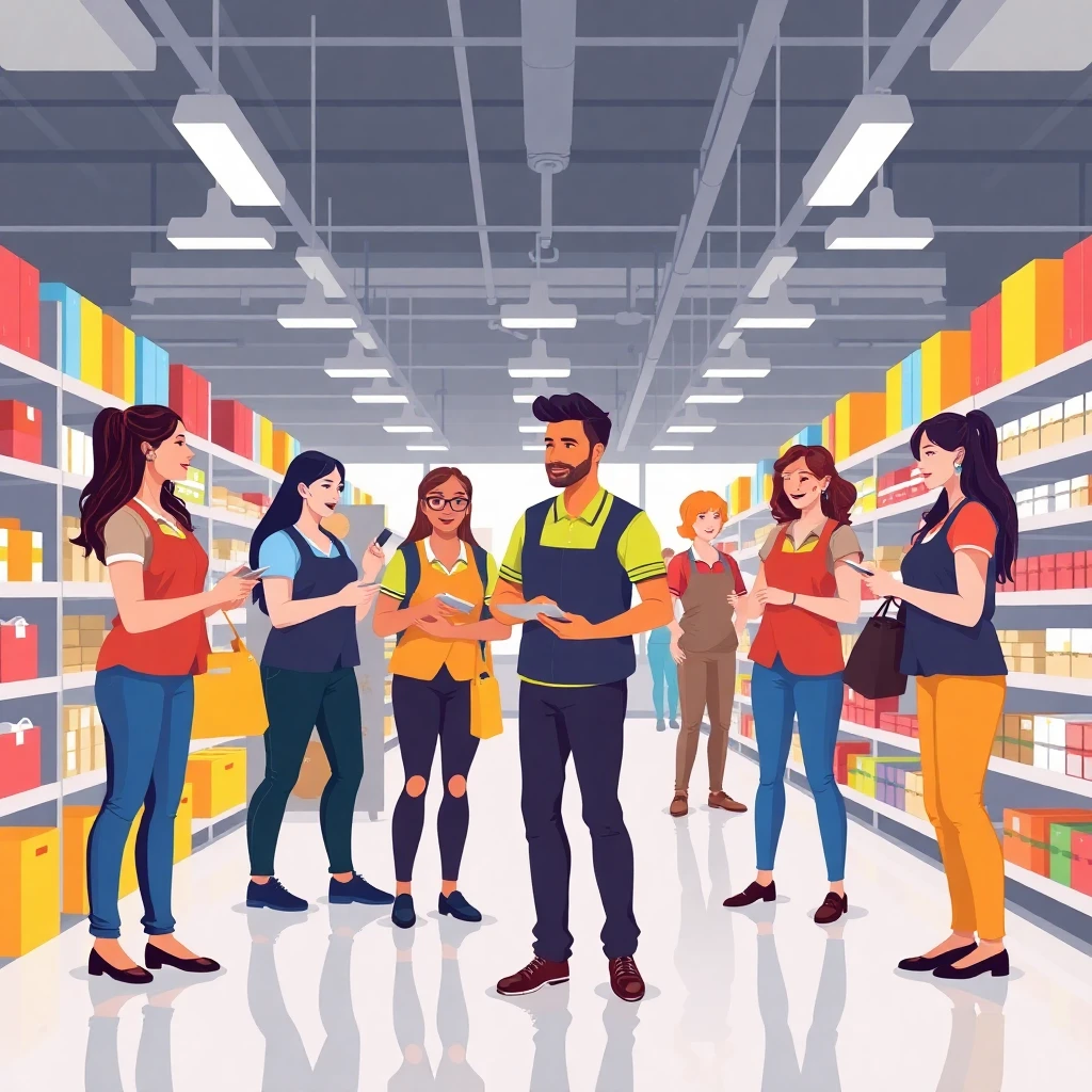 Retail team in action