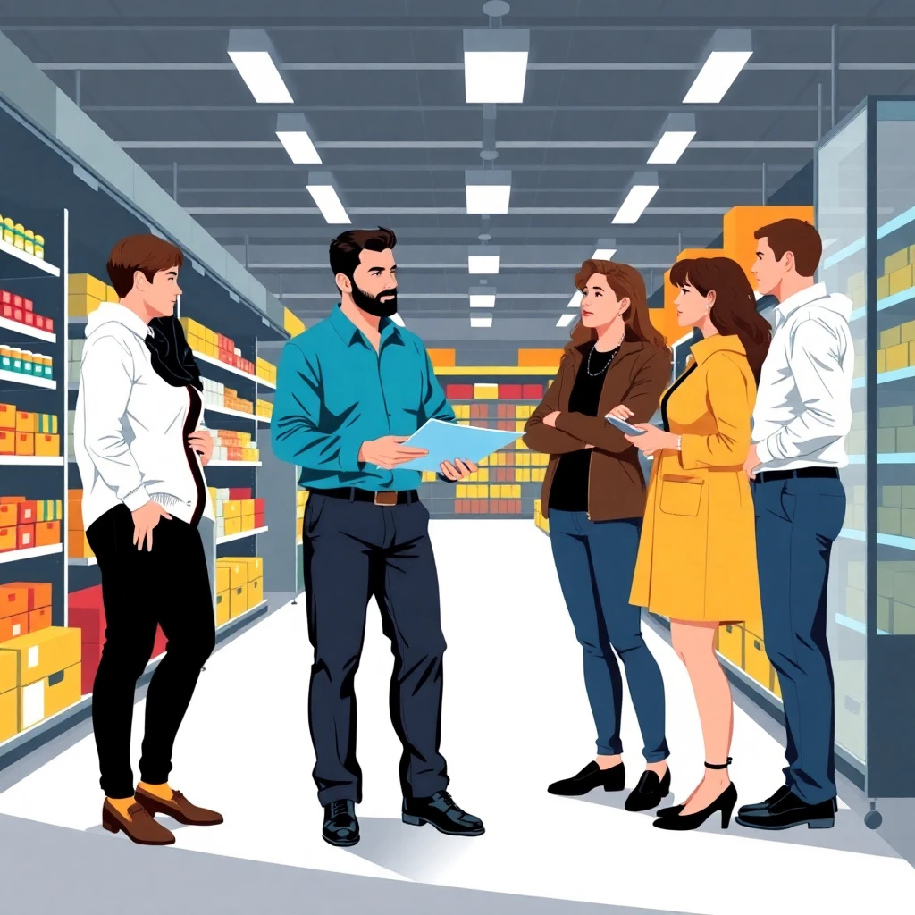 Retail manager in discussion