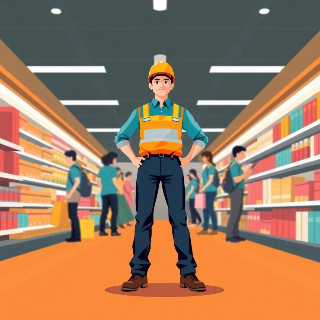 Retail worker in a busy store