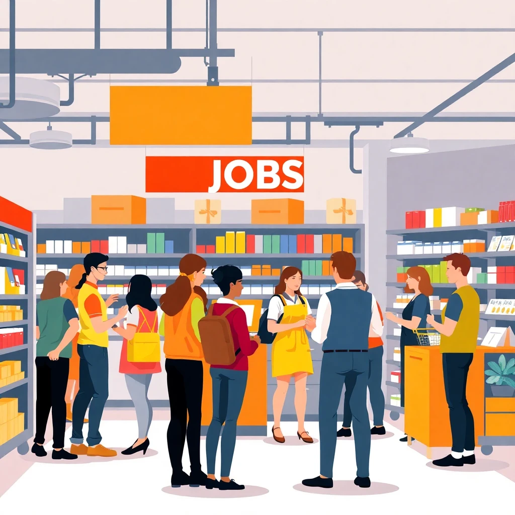 Retail store team at work