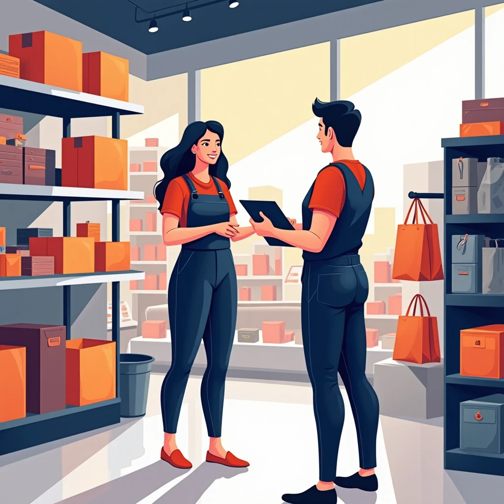 Retail work in a modern setting