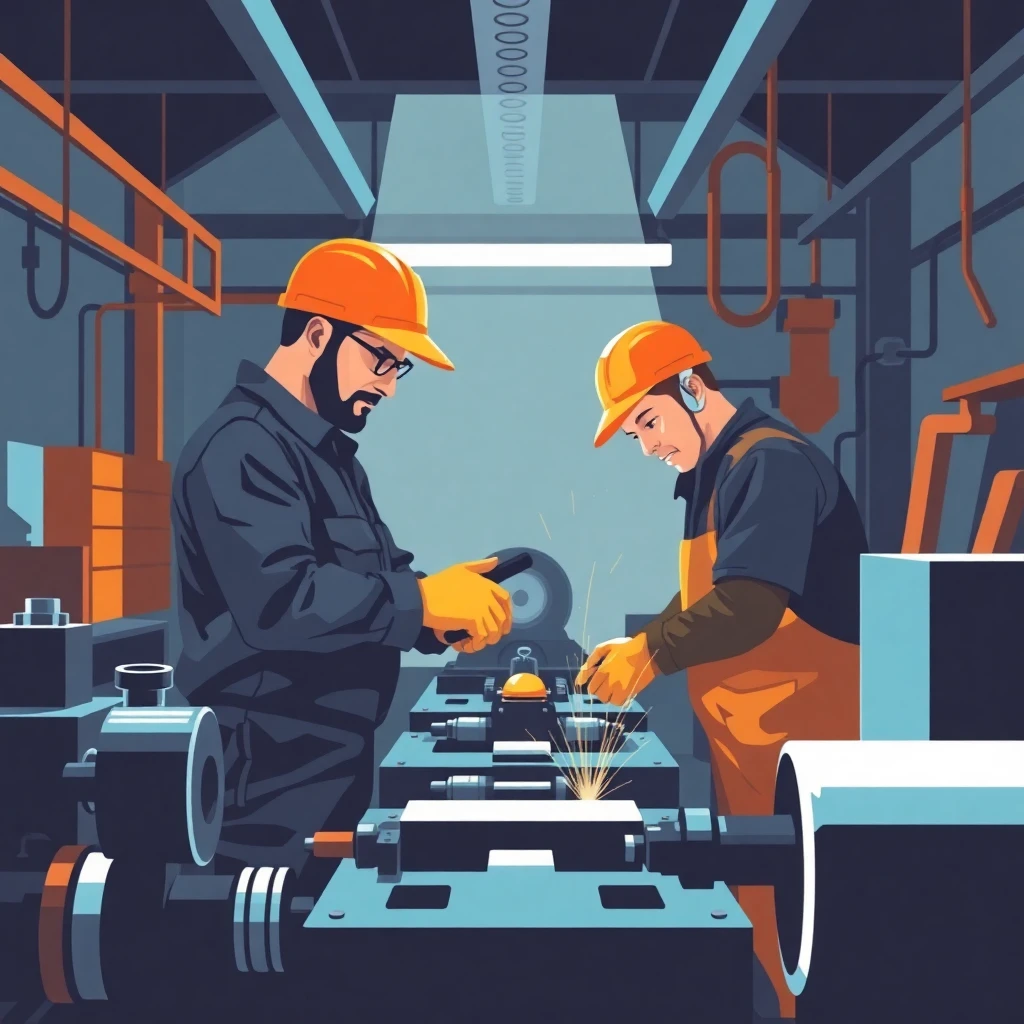 Teamwork in a metal shop