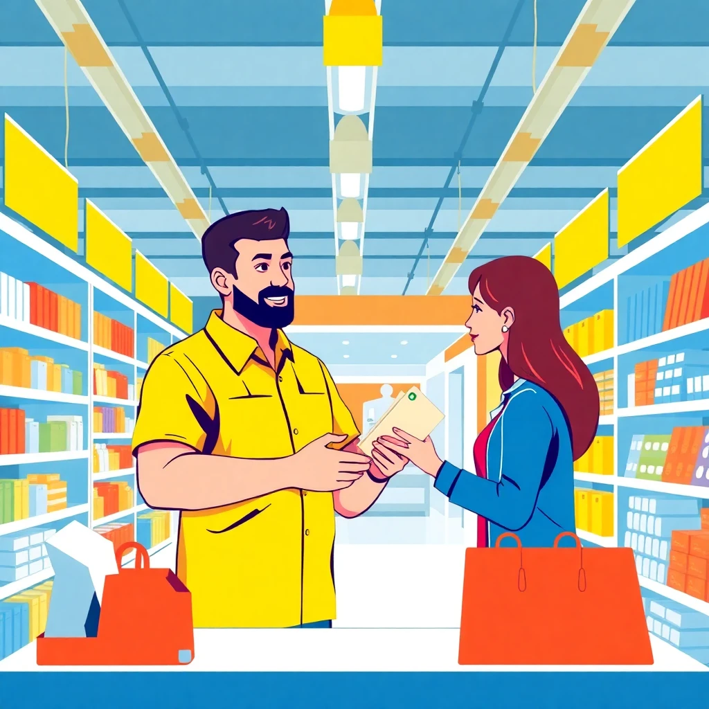 Retail worker helping a customer