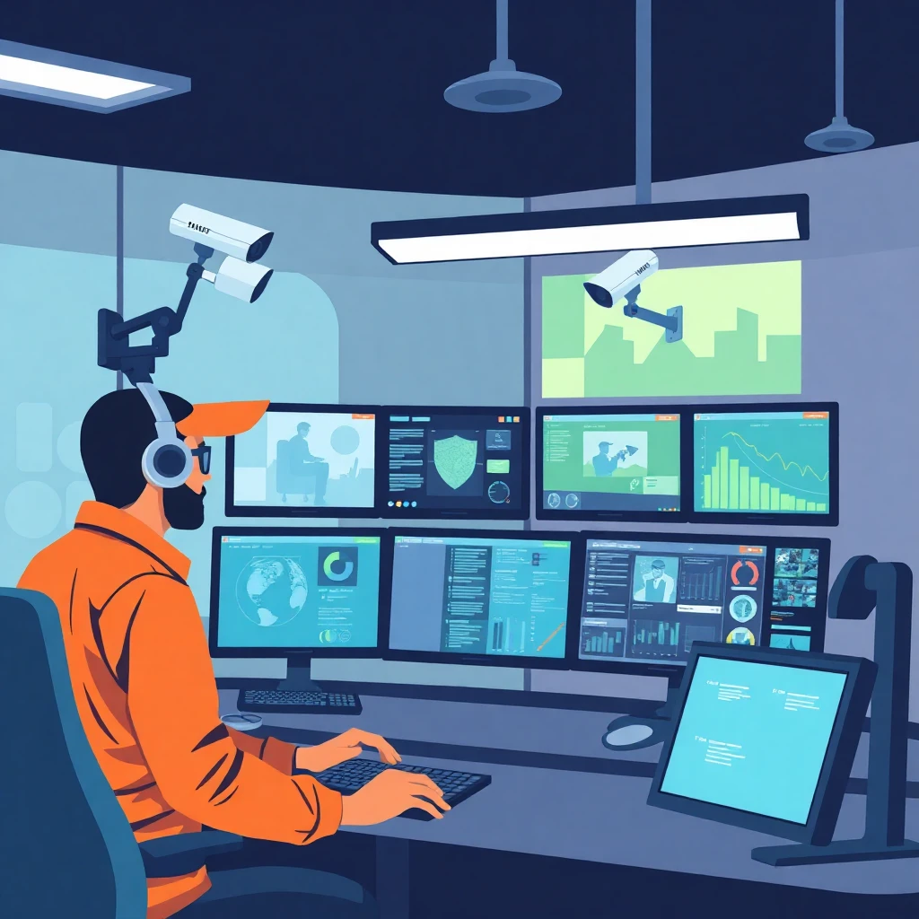 Security professional in a control room